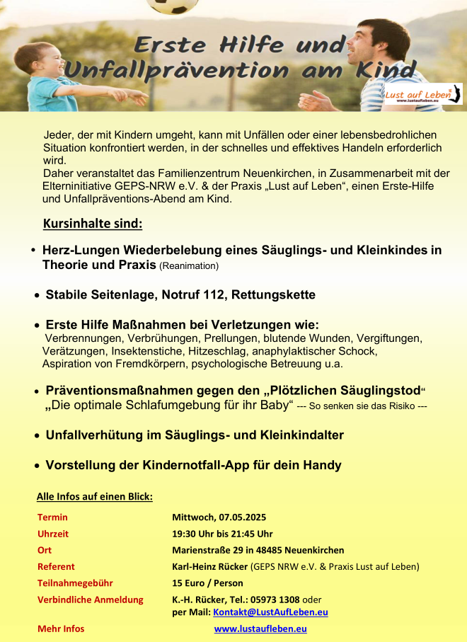 Erste Hilfe und Unfallprävention am Kind